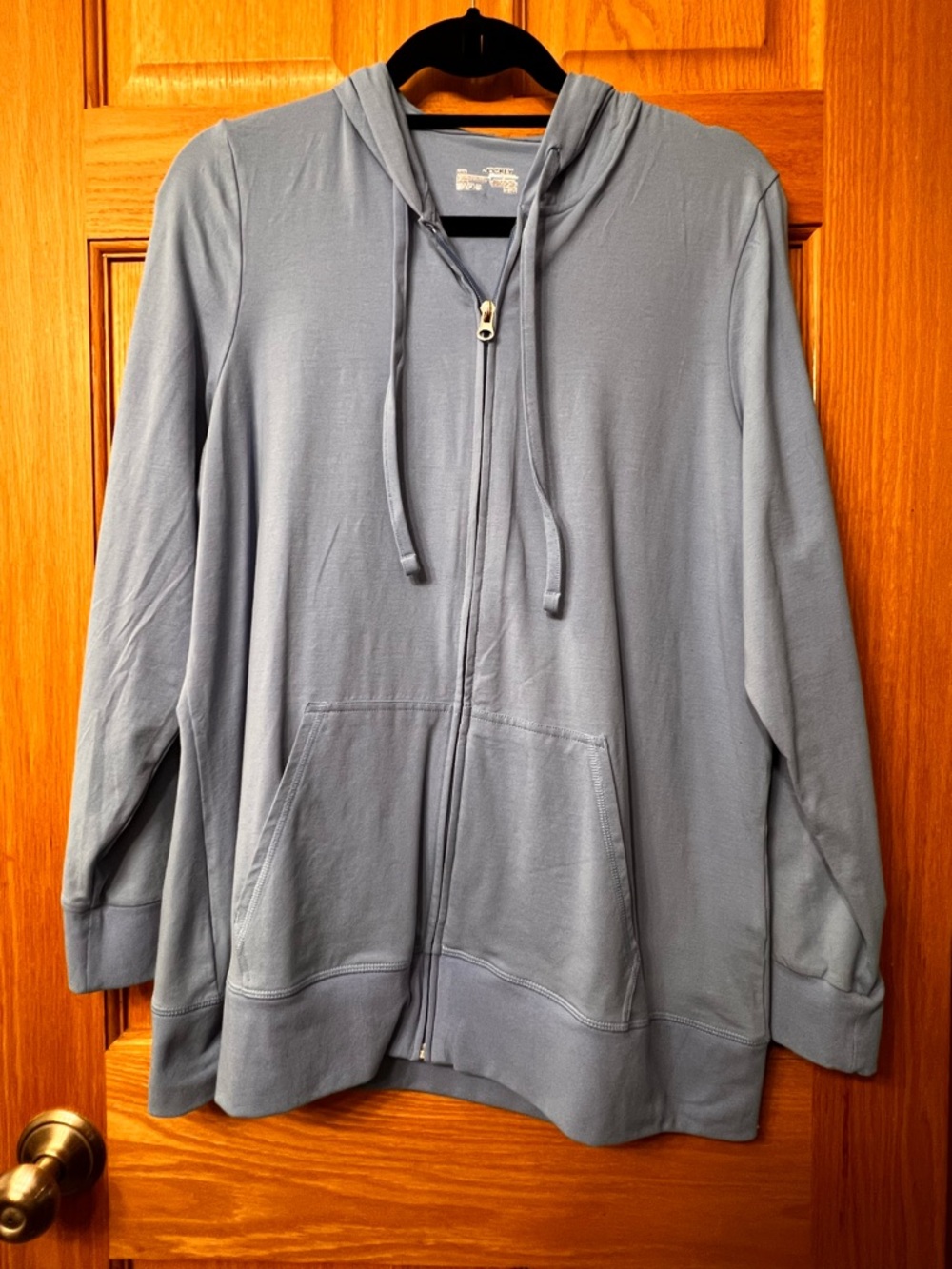 Jockey Light Blue Zip-Up Hoodie with Drawstring Hood